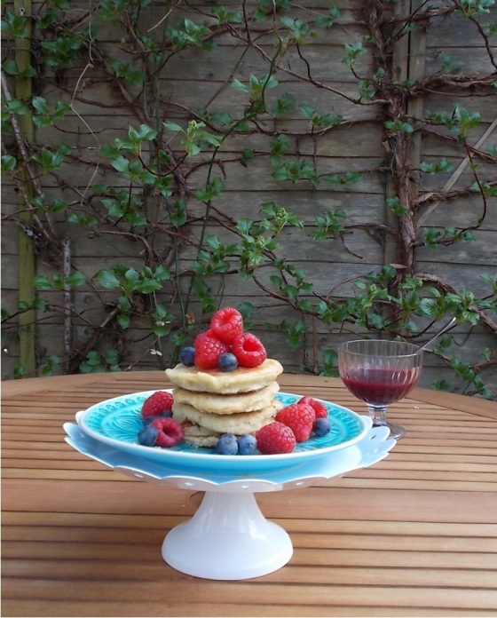 Almond Maple Pancakes with Summer Berry Syrup